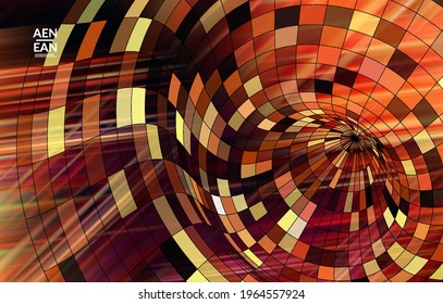 Abstrakte Vektorvorlage mit futuristischen, mehrfarbigen Drahtrahmen-geometrischen Formen. 3D-Mesh-Digital-Science-Modell-Konzept. Design der Webtechnologie Wavy Linien und Gitterstruktur. Optisches Kunstmuster