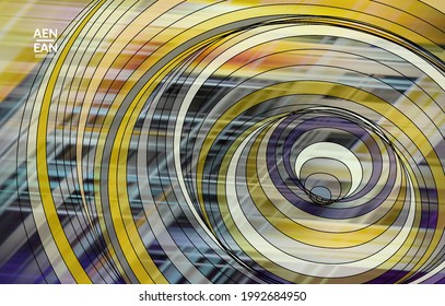 Abstract vector template with futuristic multicolored wire frame geometric shapes. 3D mesh digital science model concept. Web technology cover design. Wavy lines and grid texture. Optical art pattern