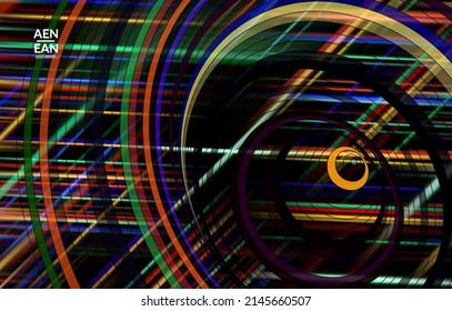Abstract vector template with futuristic multicolored wire frame geometric shapes. 3D mesh digital science model concept. Web technology cover design. Wavy lines and grid texture. Optical art pattern