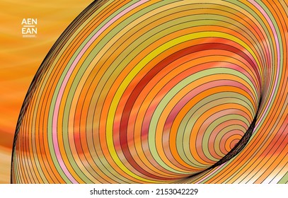 Abstract vector template with futuristic multicolored wire frame geometric shapes. 3D mesh digital science model concept. Web technology cover design. Wavy lines and grid texture. Optical art pattern