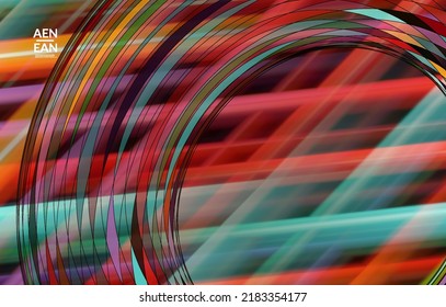 Abstract vector template with futuristic multicolored wire frame geometric shapes. 3D mesh digital science model concept. Web technology cover design. Wavy lines and grid texture. Optical art pattern