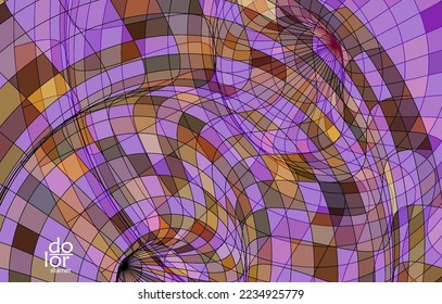 Plantilla de vector abstracto con formas geométricas futuristas multicolores de marco de alambre. concepto de modelo de ciencia digital en malla 3D. Diseño de tecnología web. Líneas onduladas y textura de cuadrícula. Patrón de arte óptico.