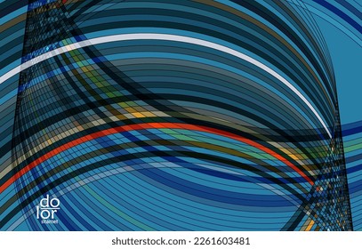 Abstrakte Vektorvorlage mit futuristischen, mehrfarbigen Drahtrahmen-geometrischen Formen. 3D-Mesh-Digital-Science-Modell-Konzept. Webtechnologiedesign. Wavy Linien und Gitterstruktur. Optisches Kunstmuster.