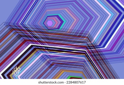 Abstract vector template with futuristic multicolored wire frame geometric shapes. 3D mesh digital science model concept. Web technology design. Wavy lines and grid texture. Optical art  pattern.