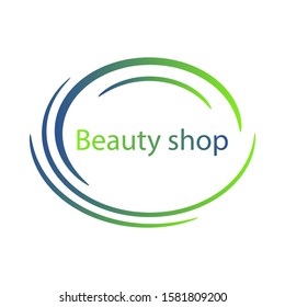 Abstract vector template. Green and blue brush stroke. Gradient oval frame. Colorful gradient brush stroke. Vector background with a place for text, on white background for design. Isolated