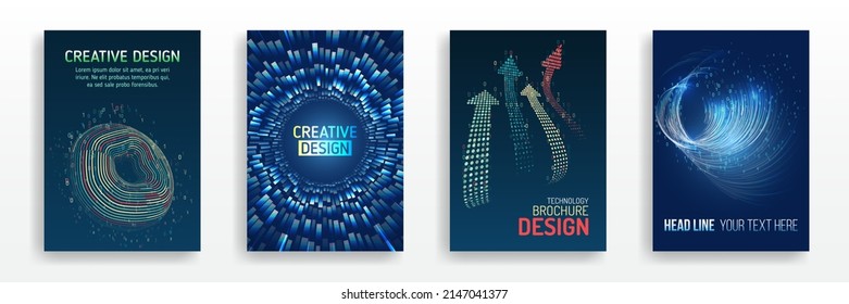 Abstract vector template in hi-tech style. Modern cover design using tech elements and data visualization. Futuristic layout for presentation, poster, leaflet, annual report, a4 size.