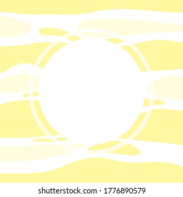 Abstract vector template with liquid shapes in simple style and white circle in yellow colors as a background for your social media content and banners or flyers.