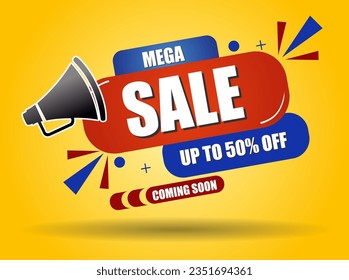 Abstract vector template mega sale on yellow background