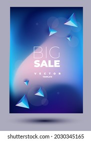abstract vector template with polygons and circles on the blur bright blue and dim pink colors