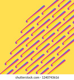 Abstract vector template with repeated sticks. Vector illustration. Composition with multicolored gradient shape and frame.