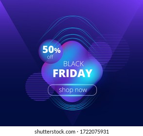 abstract vector template with rounded geometric shapes and inscription black Friday