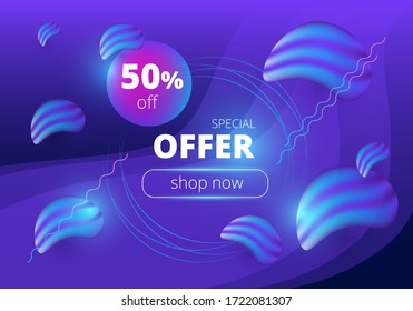 abstract vector template with rounded geometric shapes and inscription special offer