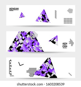 Abstract vector templates with geometric shapes filled with bright colored stripes. Digital hi tech visualization as global information design for marketing technology. Bid data industrial analyses.