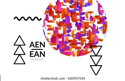 Abstract vector templates with geometric shapes filled with bright colored stripes. Digital hi tech visualization as global information design for marketing technology. Bid data industrial analyses.