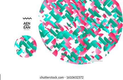 Abstract vector templates with geometric shapes filled with bright colored stripes. Digital hi tech visualization as global information design for marketing technology. Bid data industrial analyses.