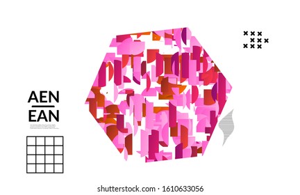 Abstract vector templates with geometric shapes filled with bright colored stripes. Digital hi tech visualization as global information design for marketing technology. Bid data industrial analyses.