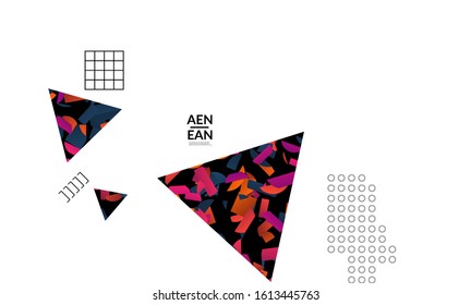 Abstract vector templates with geometric shapes filled with bright colored stripes. Digital hi tech visualization as global information design for marketing technology. Bid data industrial analyses.