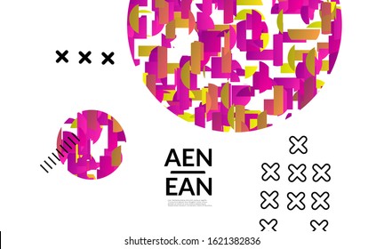 Abstract vector templates with geometric shapes filled with bright colored stripes. Digital hi tech visualization as global information design for marketing technology. Bid data industrial analyses.
