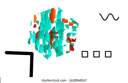 Abstract vector templates with geometric shapes filled with bright colored stripes. Digital hi tech visualization as global information design for marketing technology. Bid data industrial analyses.