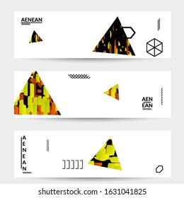 Abstract vector templates with geometric shapes filled with bright colored stripes. Digital hi tech visualization as global information design for marketing technology. Bid data industrial analyses.