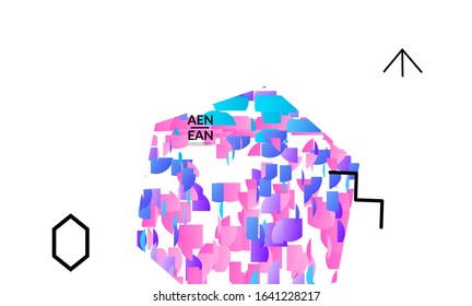 Abstract vector templates with geometric shapes filled with bright colored stripes. Digital hi tech visualization as global information design for marketing technology. Bid data industrial analyses.