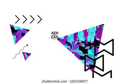 Abstract vector templates with geometric shapes filled with bright colored stripes. Digital hi tech visualization as global information design for marketing technology. Bid data industrial analyses.
