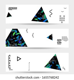 Abstract vector templates with geometric shapes filled with bright colored stripes. Digital hi tech visualization as global information design for marketing technology. Bid data industrial analyses.