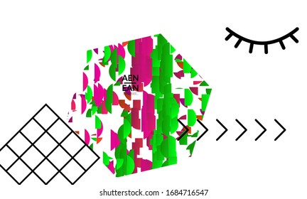 Abstract vector templates with geometric shapes filled with bright colored stripes. Digital hi tech visualization as global information design for marketing technology. Bid data industrial analyses.