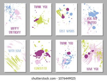 abstract vector templates with scratch and paint stains, cover design fo flyers or gift cards