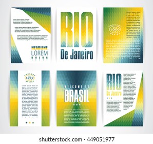 Abstract vector templates in traditional Brazilian colors. Design for brochure, page, poster, flyer, cover and other users