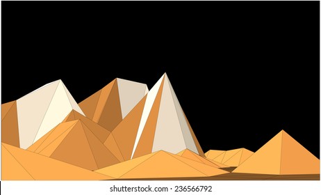 Abstract vector terrain in low-polygonal style against black background