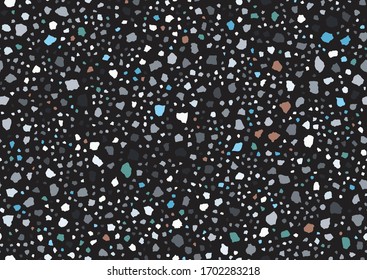 Abstract vector terrazzo seamless pattern for textile design. Vintage fashion illustration. Bright pastel color