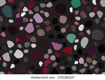 Abstract vector terrazzo seamless pattern for textile design. Vintage fashion illustration. Bright pastel color