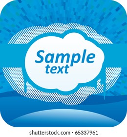 Abstract vector text frame with blue shine background