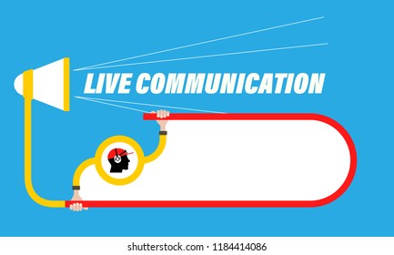 Abstract vector text frame with inscription: live communication. Vector concept illustration for printed materials, website, promotional materials.