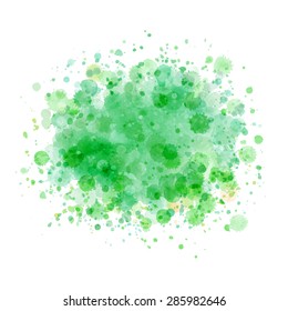 Abstract vector texture. Green background. Watercolour stain. Artistic design. Hand painted illustration.