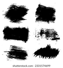 Resumen vector textura de trazos negros - fondo pintado por cepillo seco aislado en fondo blanco