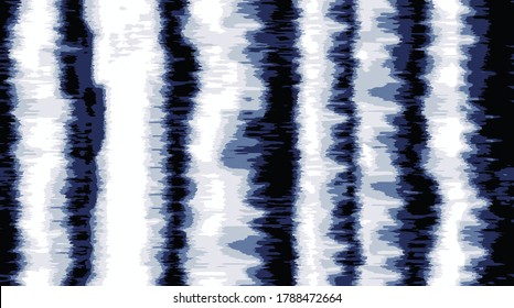 Abstract Vector  Tie-Dyed Canvas Effect stripe Textured Background. Seamless Pattern on white background 