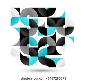 Abstract vector tiling geometric background, Bauhaus style tiles for interior bathroom wallpaper, art style modular geometrical backdrop.