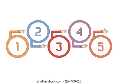 Abstract vector timeline infographic template in flat outline style for layout workflow scheme, numbered options, chart or diagram