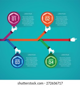 Abstract vector timeline infographic template in flat style for layout workflow scheme, numbered options, chart or diagram