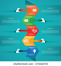 Abstract vector timeline infographic template in flat style for layout workflow scheme, numbered options, chart or diagram