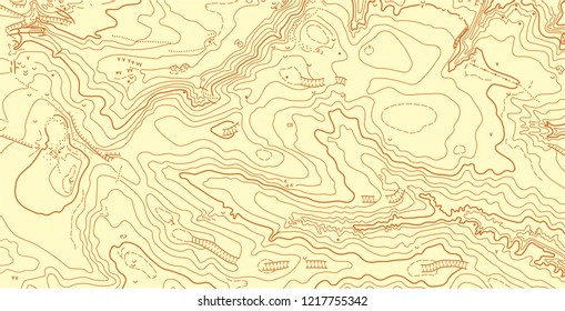 Abstract vector topographic map in brown colors