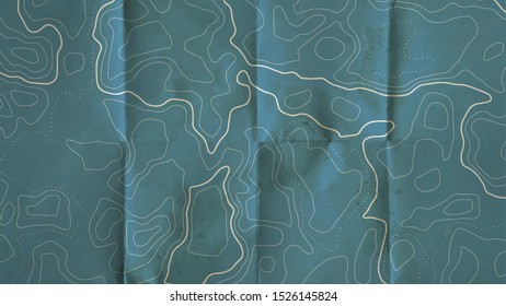 Abstract vector topographic map. Geographic background with isolines and old paper texture.