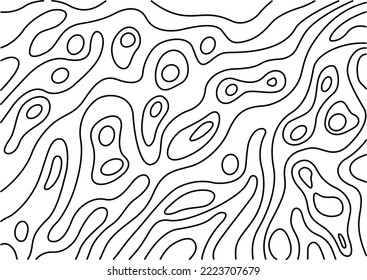 Abstract vector topographic map on white background