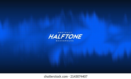 Abstract vector torn blue halftone sound wave. Scrathed dotted texture element.