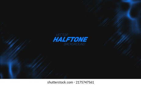 Abstract vector torn blue halftone background. Scrathed dotted texture element. Diagonal composition