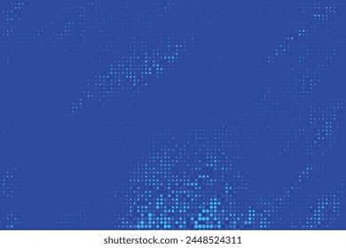 Abstract vector torn blue halftone background. Scrathed dotted texture element. Diagonal composition	