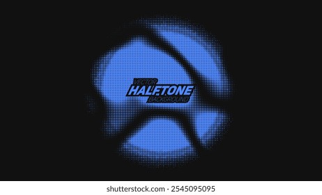 Abstractas esfera distorsionada de semitono azul desgarrado de Vector. Elemento de textura punteada rayada. Problema puntual