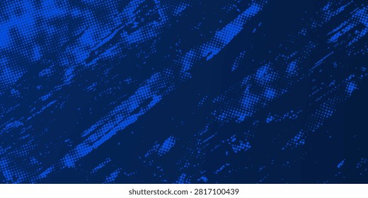 Abstract vector torn blue halftone sound wave. Scrathed dotted texture element.